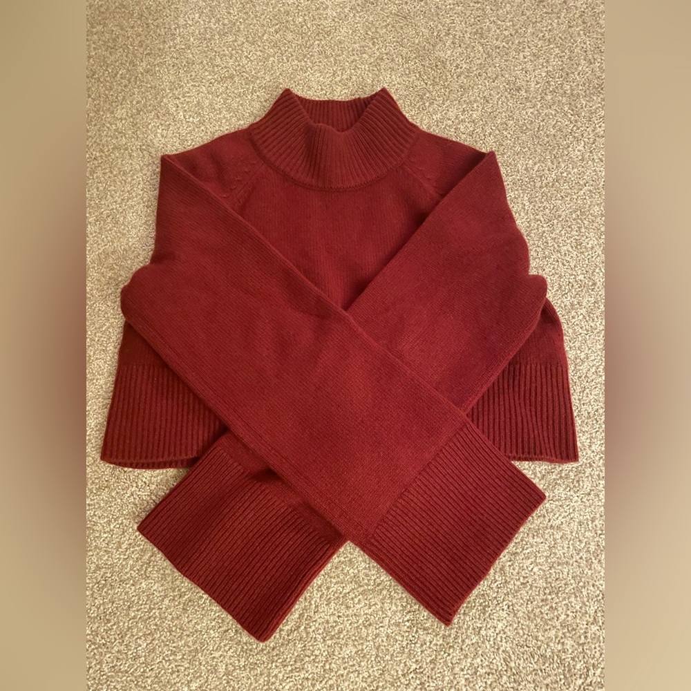 Reformation Garrett Cashmere Cropped Turtleneck in Red Chianti